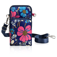 Flower Pattern Crossbody Cell Phone Purse For Women; 3 - Layers Zipper Nylon Shoulder Bag; Sport Armband Wallet For Smartphone - 7DAY'S