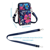 Flower Pattern Crossbody Cell Phone Purse For Women; 3 - Layers Zipper Nylon Shoulder Bag; Sport Armband Wallet For Smartphone - 7DAY'S