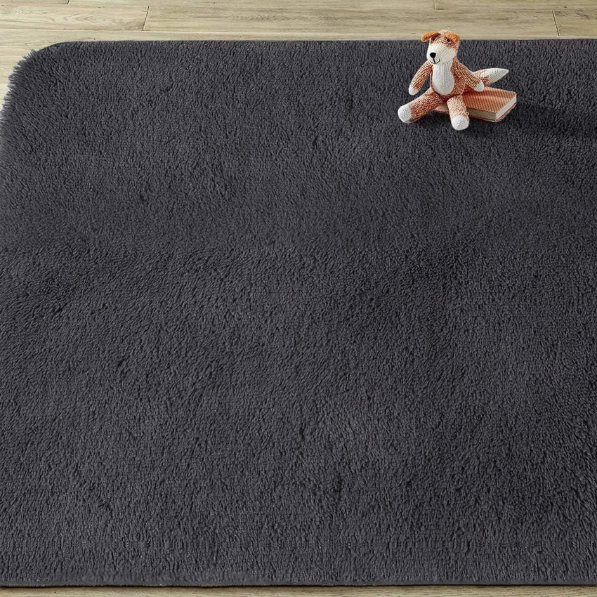 Fluffy Luxury Large Area Rug, Non - Skid Fleece Carpets For Bedroom,Living/Kids Room ,Home Décor, Soft Plush Furry, Floor Rug (5x7 Feet, Grey),Washable - 7DAY'S