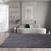 Fluffy Luxury Large Area Rug, Non - Skid Fleece Carpets For Bedroom,Living/Kids Room ,Home Décor, Soft Plush Furry, Floor Rug (5x7 Feet, Grey),Washable - 7DAY'S