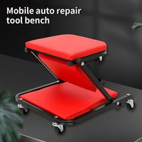 Foldable Creeper, 2 - in - 1 Rolling Garage Z Creeper Car & Seat, 36" Roller Mechanics Under Car Chair, 330 LBS Weight Capacity Heavy Duty - 7DAY'S