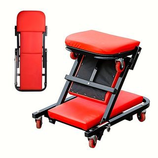 Foldable Creeper, 2 - in - 1 Rolling Garage Z Creeper Car & Seat, 36" Roller Mechanics Under Car Chair, 330 LBS Weight Capacity Heavy Duty - 7DAY'S
