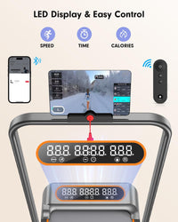 Foldable Treadmill with 8% Incline, Upgrade 3.5HP Low Noise Walking Pad Treadmill with Handle Bar, Trisomy 4 in 1 Portable Under Desk Treadmills for Home/Office, 330 Lbs Capacity, APP & Remote Control - 7DAY'S