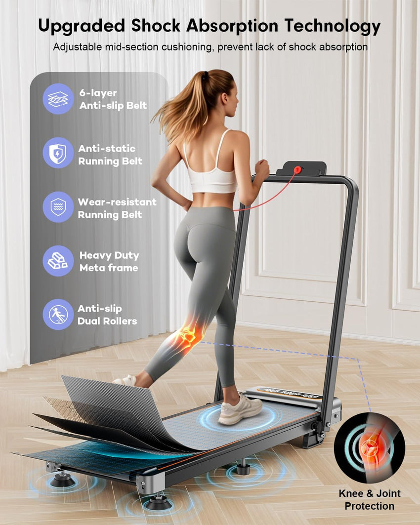 Foldable Treadmill with 8% Incline, Upgrade 3.5HP Low Noise Walking Pad Treadmill with Handle Bar, Trisomy 4 in 1 Portable Under Desk Treadmills for Home/Office, 330 Lbs Capacity, APP & Remote Control - 7DAY'S