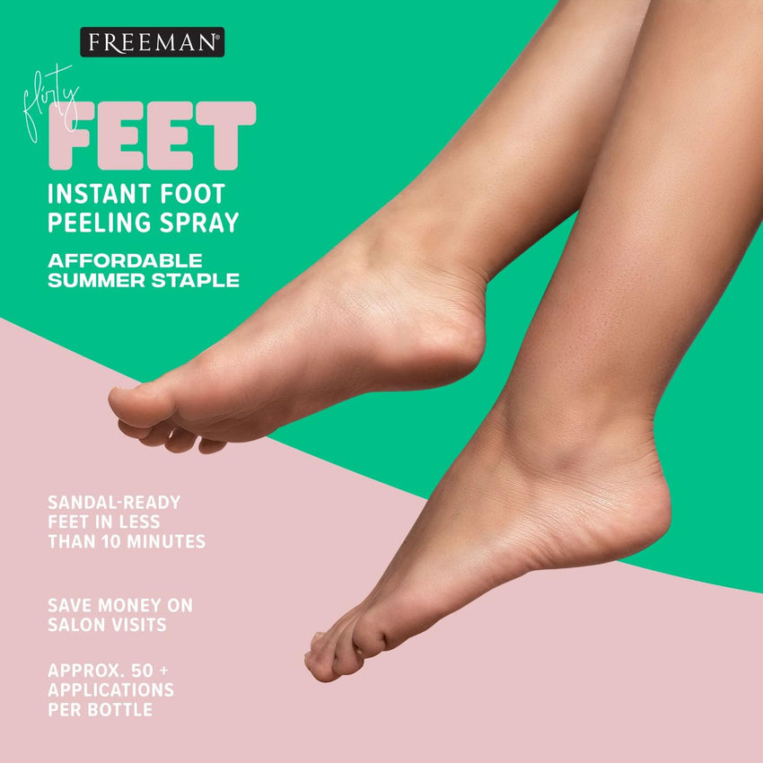Freeman Flirty Feet Instant Foot Peeling Spray, Exfoliating Foot Mask For Summer, Moisturizing & Smooth Dry, Cracked Heels, Remove Dead Skin Quickly, Cruelty - Free & Vegan, 4 fl.oz./ 118 ml Bottle - 7DAY'S
