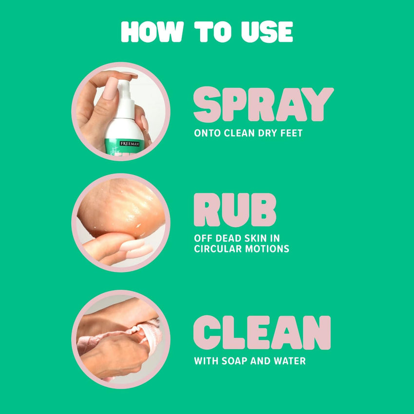 Freeman Flirty Feet Instant Foot Peeling Spray, Exfoliating Foot Mask For Summer, Moisturizing & Smooth Dry, Cracked Heels, Remove Dead Skin Quickly, Cruelty - Free & Vegan, 4 fl.oz./ 118 ml Bottle - 7DAY'S