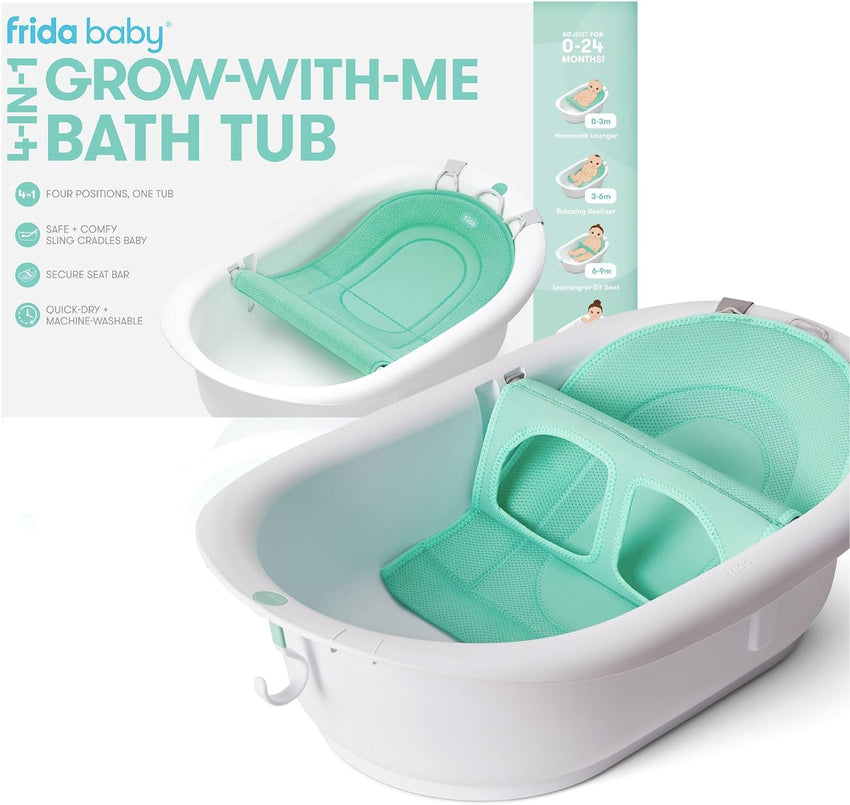 Frida Baby 4 - in - 1 Grow - with - Me Baby Bathtub, Baby Tub for Newborns to Toddler with Removable Bath Seat & Backrest for Bath Support in Tub - 7DAY'S