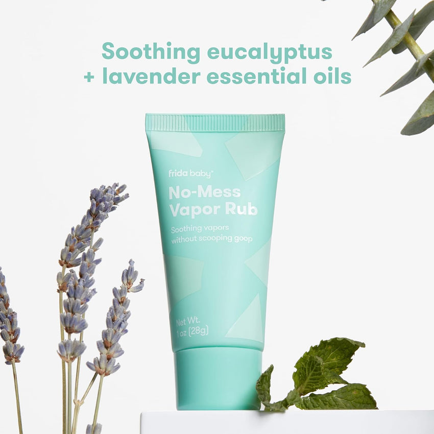 Frida Baby No - Mess Vapor Rub, Baby Vapor Rub for Chest, Neck, Back + Foot,Non - staining, Petroleum - Free Hands - Free Applicator Tube, Soothing Eucalyptus & Lavender for Sleep - 7DAY'S
