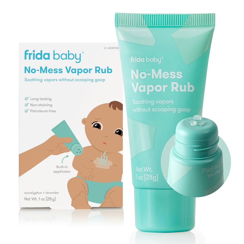 Frida Baby No - Mess Vapor Rub, Baby Vapor Rub for Chest, Neck, Back + Foot,Non - staining, Petroleum - Free Hands - Free Applicator Tube, Soothing Eucalyptus & Lavender for Sleep - 7DAY'S
