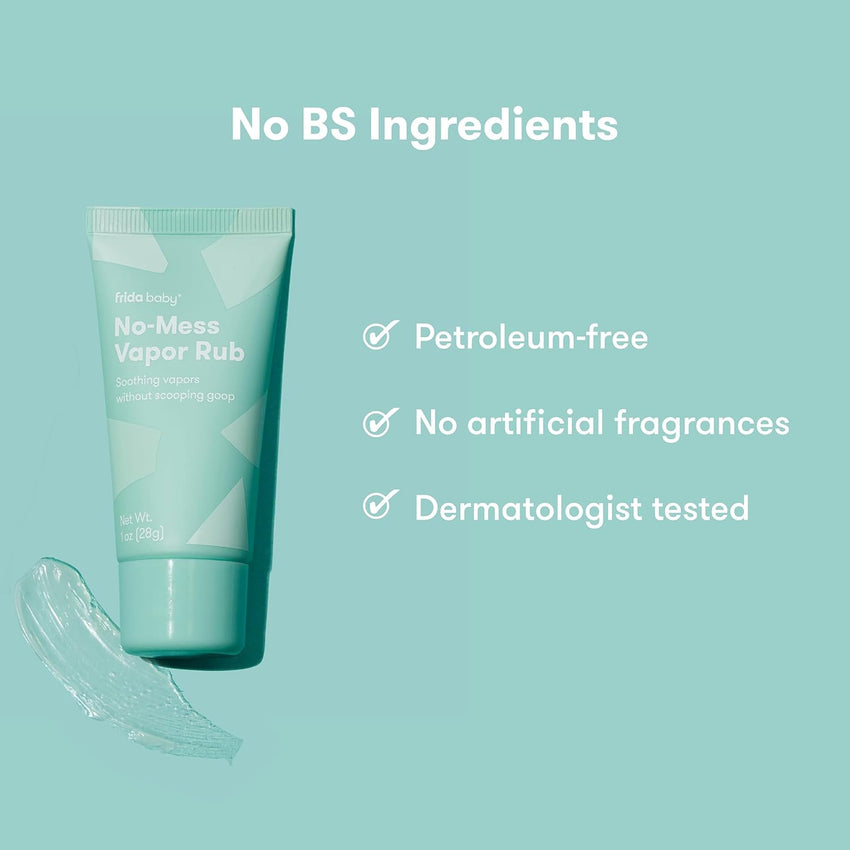 Frida Baby No - Mess Vapor Rub, Baby Vapor Rub for Chest, Neck, Back + Foot,Non - staining, Petroleum - Free Hands - Free Applicator Tube, Soothing Eucalyptus & Lavender for Sleep - 7DAY'S