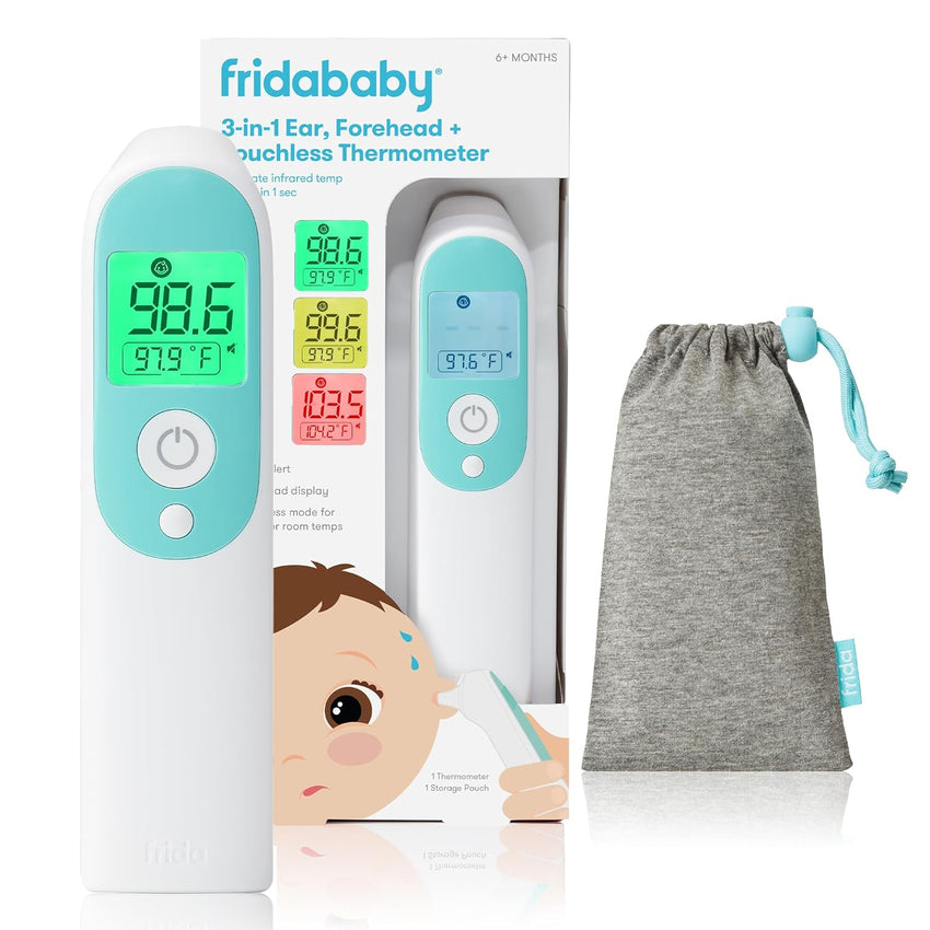 Frida Baby Thermometer, 3 - in - 1 Infrared Thermometer for Ear, Forehead & Touchless, Fever Thermometer for Baby, Infants, Toddlers, Kids & Adults - 7DAY'S