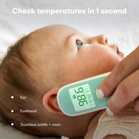 Frida Baby Thermometer, 3 - in - 1 Infrared Thermometer for Ear, Forehead & Touchless, Fever Thermometer for Baby, Infants, Toddlers, Kids & Adults - 7DAY'S