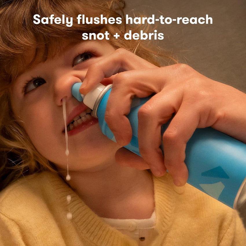 Frida Saline Rinse for Toddler, Kids, Ages 2+, Saline Rinse for Sinus, Instant Congestion Relief & Allergy Relief, Flush Out Allergens, Mucus, Pollen, Dust, Safe for Daily Use - 7DAY'S