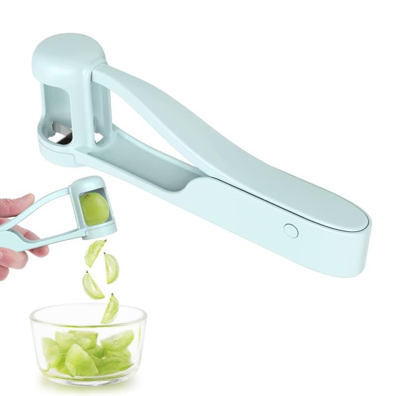 Fruit Slicer for Grapes & Small Fruits - Stainless Steel Cutter for Cherry Tomatoes, Strawberries, Blueberries, Easy - Use Kitchen Gadget for Salads, Cake Decor(Super good qualiey) (Green) - 7DAY'S