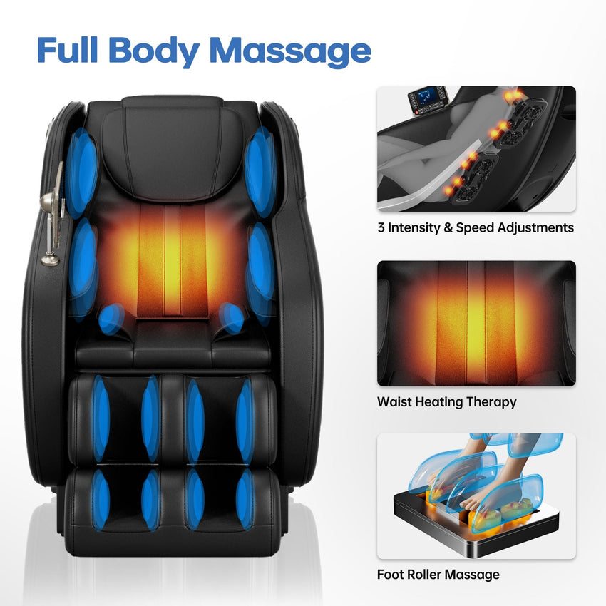 Full Body Massage Chair, Zero Gravity Mode, Deep Tissue Massage Chair, Foot Massage, 8 Fixed Massage Roller, LCD Touch Screen, Waist Heater, Bluetooth - 7DAY'S