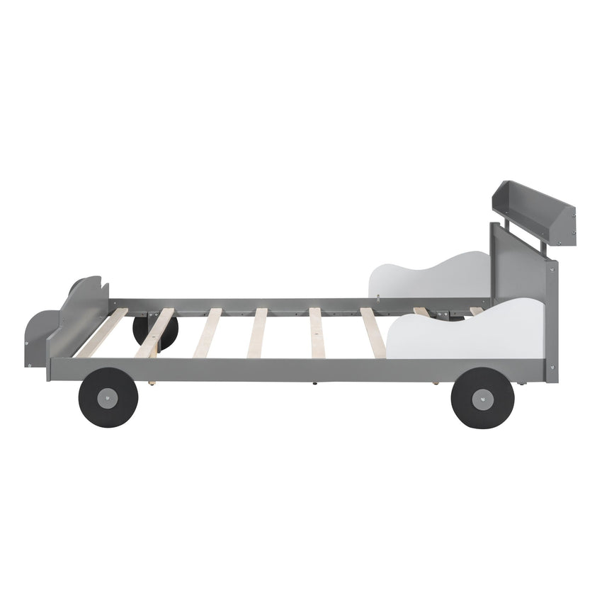 Full Size Car - Shaped Platform Bed,Full Bed with Storage Shelf for Bedroom - 7DAY'S