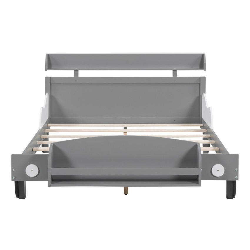 Full Size Car - Shaped Platform Bed,Full Bed with Storage Shelf for Bedroom - 7DAY'S