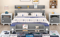 Full Size Car - Shaped Platform Bed,Full Bed with Storage Shelf for Bedroom - 7DAY'S