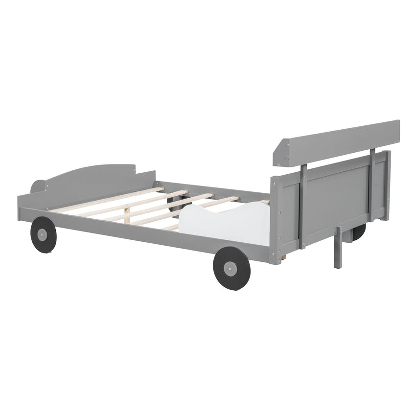 Full Size Car - Shaped Platform Bed,Full Bed with Storage Shelf for Bedroom - 7DAY'S