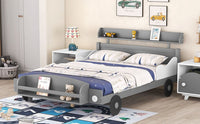 Full Size Car - Shaped Platform Bed,Full Bed with Storage Shelf for Bedroom - 7DAY'S