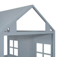 Full Size Wood House Bed With Twin Size Trundle, Wooden Daybed - 7DAY'S