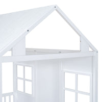 Full Size Wood House Bed With Twin Size Trundle, Wooden Daybed - 7DAY'S