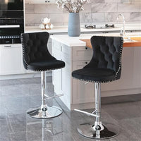 Furniture,Swivel Velvet Barstools Adjusatble Seat Height from 25 - 33 Inch, Modern Upholstered Chrome base Bar Stools with Backs Comfortable Tufted for Home Pub and Kitchen Island(Black,Set of 2) - 7DAY'S