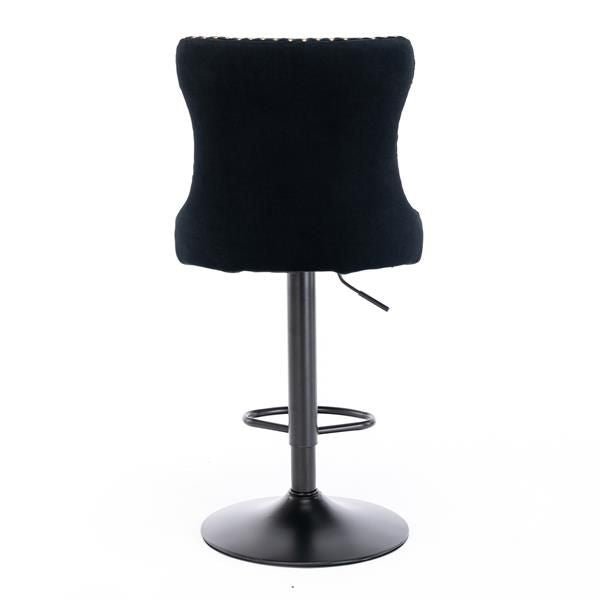 Furniture,Swivel Velvet Barstools Adjusatble Seat Height from 25 - 33 Inch,17.7 inch base, Modern Upholstered Bar Stools with Backs Comfortable Tufted for Home Pub and Kitchen Island,Black,Set of 2 - 7DAY'S