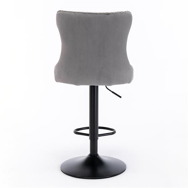 Furniture,Swivel Velvet Barstools Adjusatble Seat Height from 25 - 33 Inch,17.7 inch base, Modern Upholstered Bar Stools with Backs Comfortable Tufted for Home Pub and Kitchen Island,Gray,Set of 2 - 7DAY'S