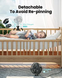 Gaiatop Mini Portable Stroller Fan, Battery Operated Small Clip on, Detachable 3 Speed Rechargeable, 360° Rotate Flexible Tripod Better Cooling for Car Seat Crib Treadmill Travel Black - 7DAY'S