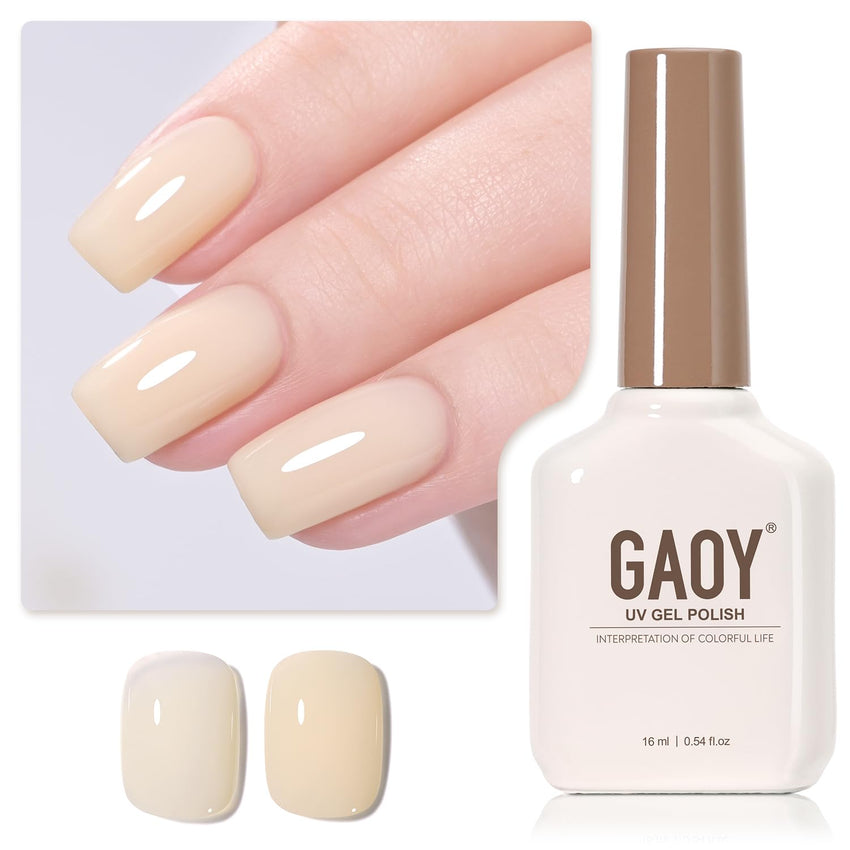 GAOY Sheer Light Pink Gel Nail Polish, 16ml Jelly Milky White Peach Translucent Color 1352 UV Light Cure Gel Polish for Nail Art DIY Manicure and Pedicure at Home - 7DAY'S