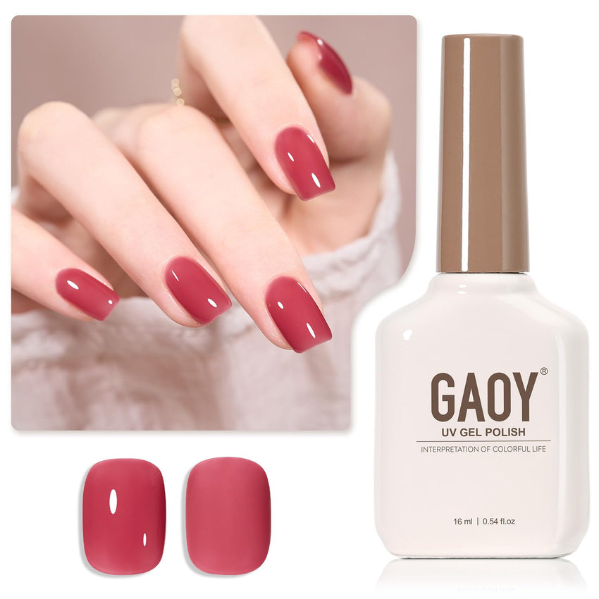 GAOY Sheer Light Pink Gel Nail Polish, 16ml Jelly Milky White Peach Translucent Color 1352 UV Light Cure Gel Polish for Nail Art DIY Manicure and Pedicure at Home - 7DAY'S