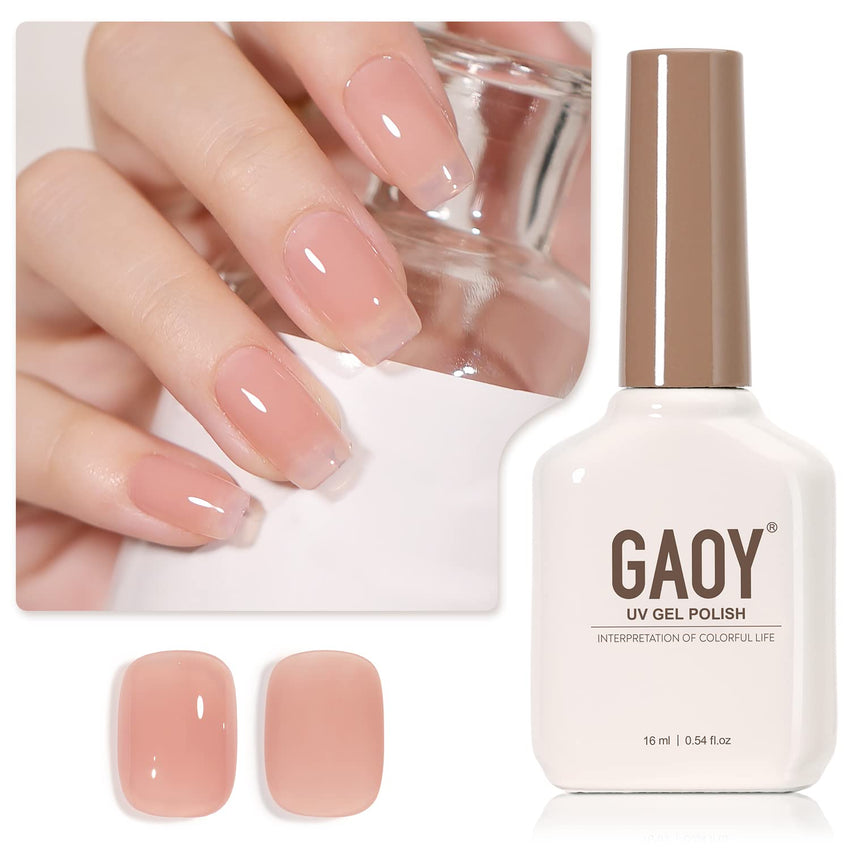 GAOY Sheer Light Pink Gel Nail Polish, 16ml Jelly Milky White Peach Translucent Color 1352 UV Light Cure Gel Polish for Nail Art DIY Manicure and Pedicure at Home - 7DAY'S