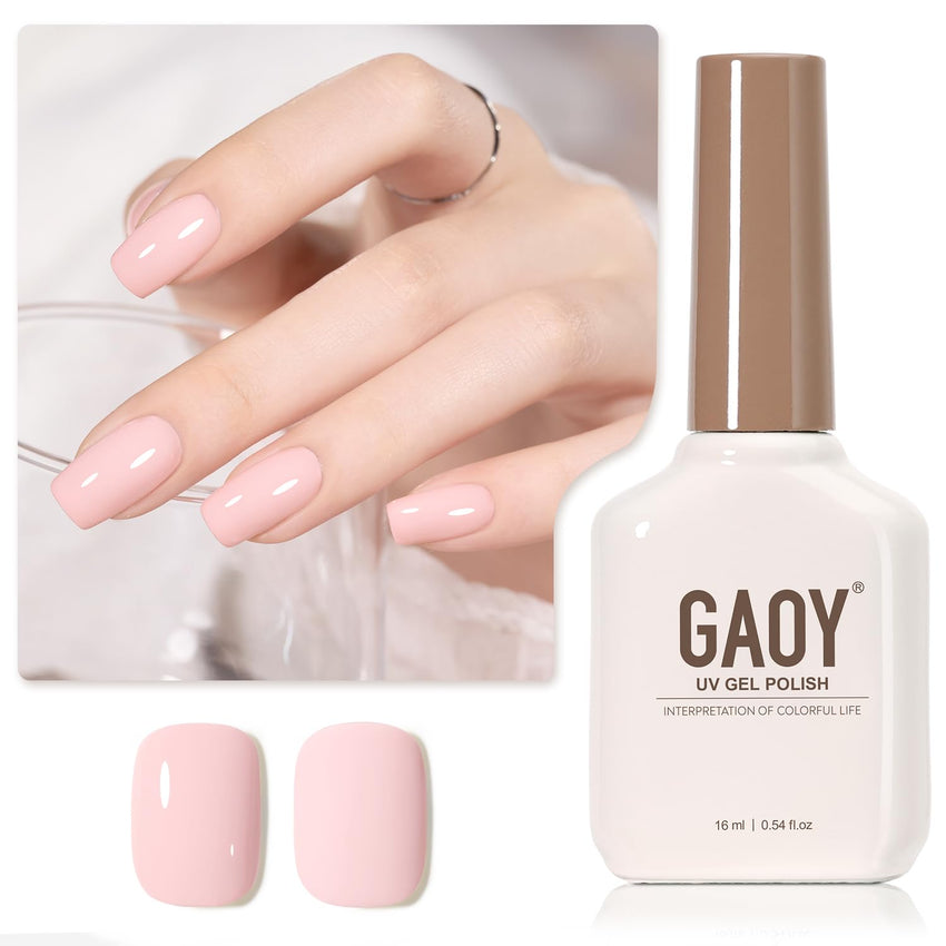 GAOY Sheer Light Pink Gel Nail Polish, 16ml Jelly Milky White Peach Translucent Color 1352 UV Light Cure Gel Polish for Nail Art DIY Manicure and Pedicure at Home - 7DAY'S