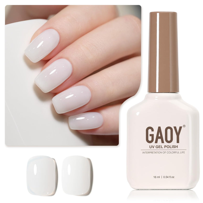 GAOY Sheer Light Pink Gel Nail Polish, 16ml Jelly Milky White Peach Translucent Color 1352 UV Light Cure Gel Polish for Nail Art DIY Manicure and Pedicure at Home - 7DAY'S