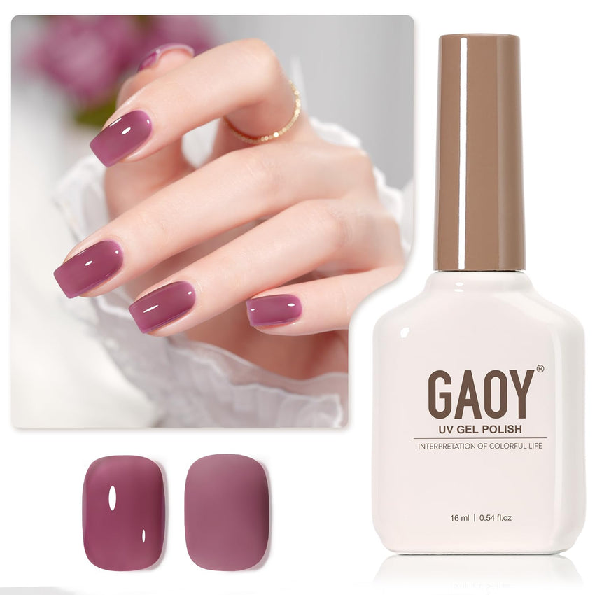 GAOY Sheer Light Pink Gel Nail Polish, 16ml Jelly Milky White Peach Translucent Color 1352 UV Light Cure Gel Polish for Nail Art DIY Manicure and Pedicure at Home - 7DAY'S