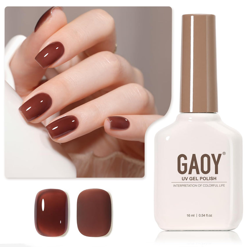 GAOY Sheer Light Pink Gel Nail Polish, 16ml Jelly Milky White Peach Translucent Color 1352 UV Light Cure Gel Polish for Nail Art DIY Manicure and Pedicure at Home - 7DAY'S