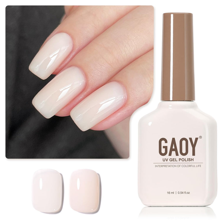 GAOY Sheer Light Pink Gel Nail Polish, 16ml Jelly Milky White Peach Translucent Color 1352 UV Light Cure Gel Polish for Nail Art DIY Manicure and Pedicure at Home - 7DAY'S