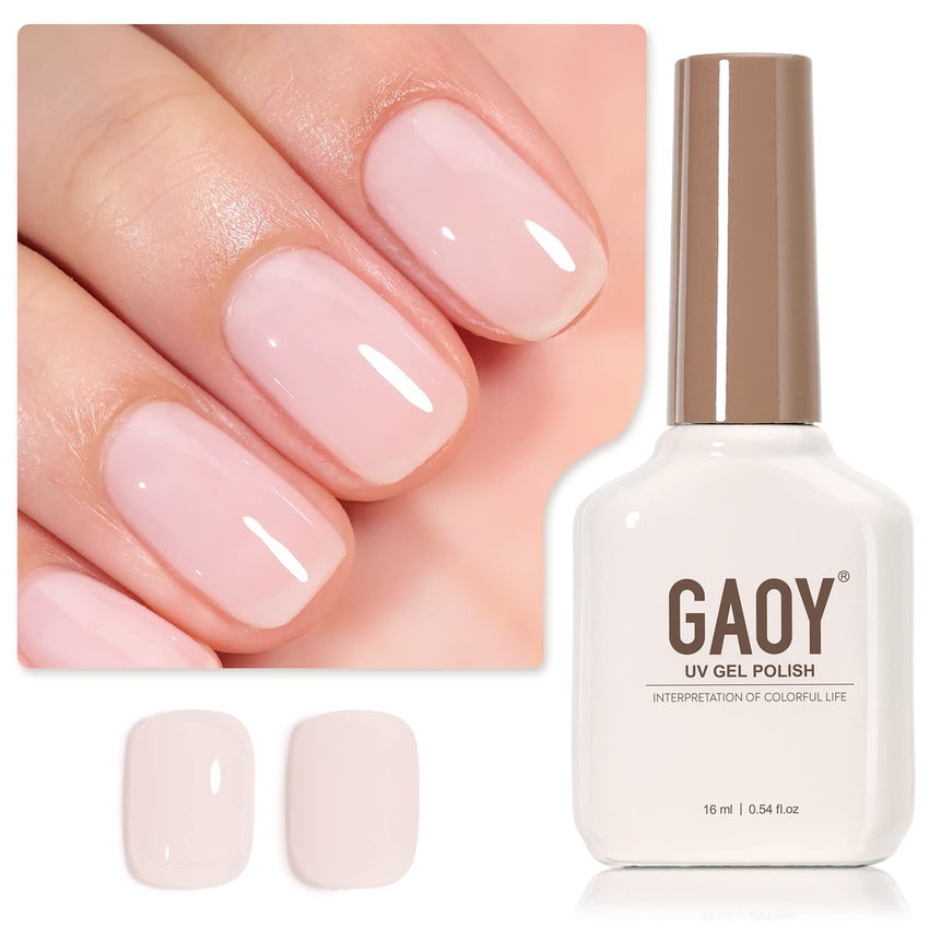 GAOY Sheer Light Pink Gel Nail Polish, 16ml Jelly Milky White Peach Translucent Color 1352 UV Light Cure Gel Polish for Nail Art DIY Manicure and Pedicure at Home - 7DAY'S