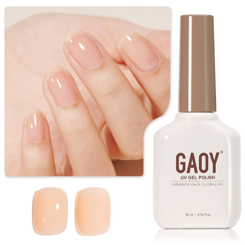 GAOY Sheer Light Pink Gel Nail Polish, 16ml Jelly Milky White Peach Translucent Color 1352 UV Light Cure Gel Polish for Nail Art DIY Manicure and Pedicure at Home - 7DAY'S