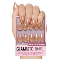 Glamnetic Press On Nails - Goal Digger | Glossy, Semi - Transparent, Short Round Nails, Reusable | 12 Sizes - 30 Nail Kit with Glue - 7DAY'S