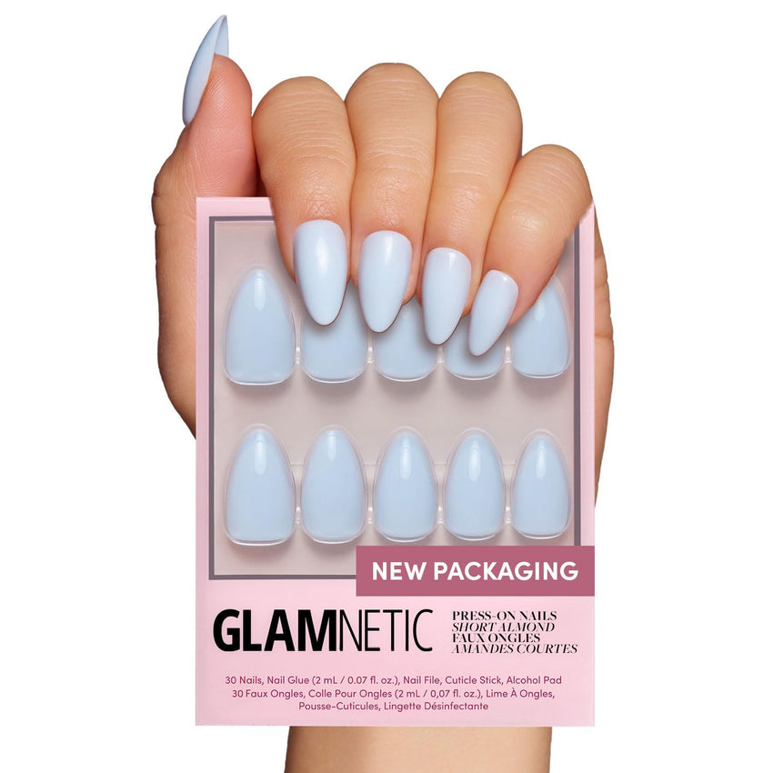 Glamnetic Press On Nails - Goal Digger | Glossy, Semi - Transparent, Short Round Nails, Reusable | 12 Sizes - 30 Nail Kit with Glue - 7DAY'S