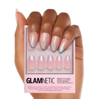 Glamnetic Press On Nails - Goal Digger | Glossy, Semi - Transparent, Short Round Nails, Reusable | 12 Sizes - 30 Nail Kit with Glue - 7DAY'S