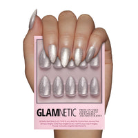 Glamnetic Press On Nails - Goal Digger | Glossy, Semi - Transparent, Short Round Nails, Reusable | 12 Sizes - 30 Nail Kit with Glue - 7DAY'S