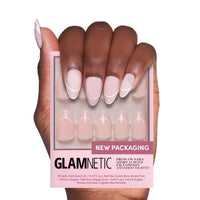 Glamnetic Press On Nails - Goal Digger | Glossy, Semi - Transparent, Short Round Nails, Reusable | 12 Sizes - 30 Nail Kit with Glue - 7DAY'S