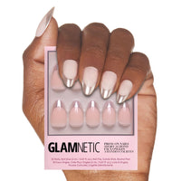 Glamnetic Press On Nails - Goal Digger | Glossy, Semi - Transparent, Short Round Nails, Reusable | 12 Sizes - 30 Nail Kit with Glue - 7DAY'S