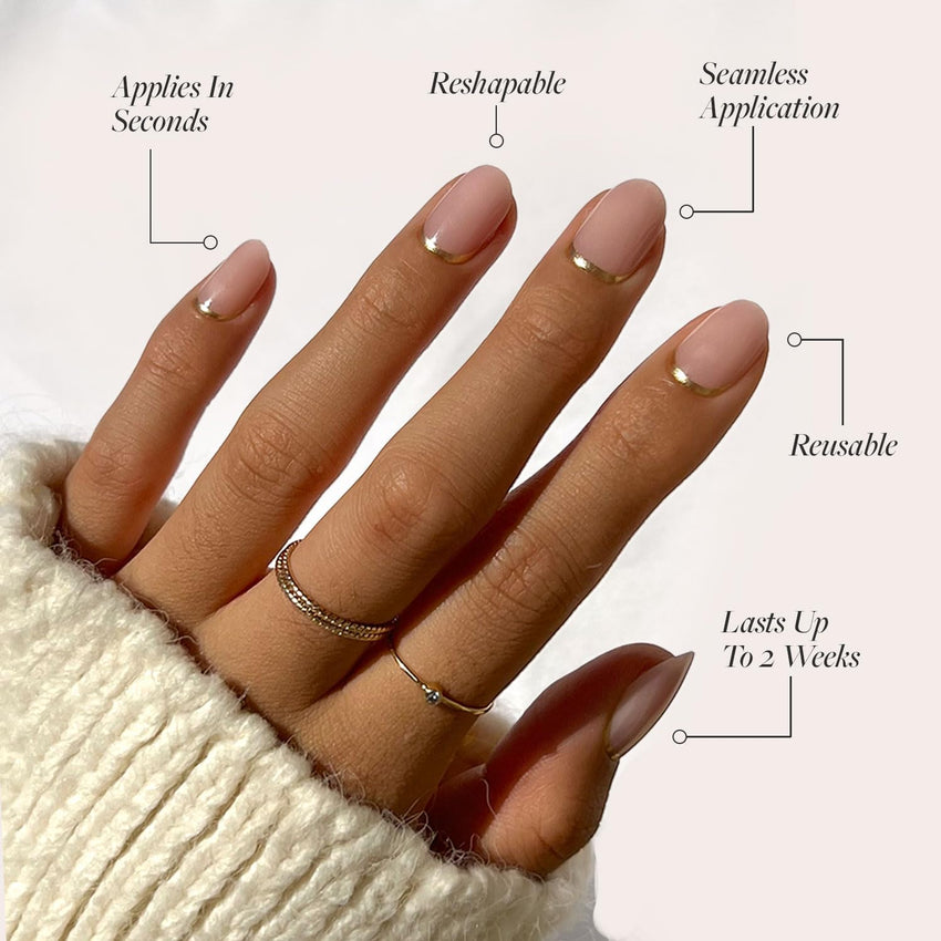 Glamnetic Press On Nails - Goal Digger | Glossy, Semi - Transparent, Short Round Nails, Reusable | 12 Sizes - 30 Nail Kit with Glue - 7DAY'S