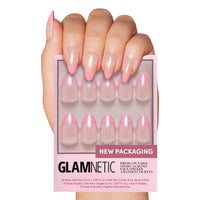 Glamnetic Press On Nails - Goal Digger | Glossy, Semi - Transparent, Short Round Nails, Reusable | 12 Sizes - 30 Nail Kit with Glue - 7DAY'S