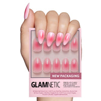 Glamnetic Press On Nails - Goal Digger | Glossy, Semi - Transparent, Short Round Nails, Reusable | 12 Sizes - 30 Nail Kit with Glue - 7DAY'S