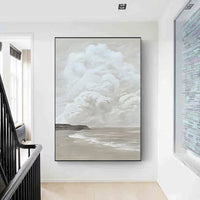 Hand Painted Oil Painting Sky White Cloud Ocean And Beach Abstract Painting White Cloud Painting On Canvas For Sky White Cloud Texture Painting Ocean Painting - 7DAY'S
